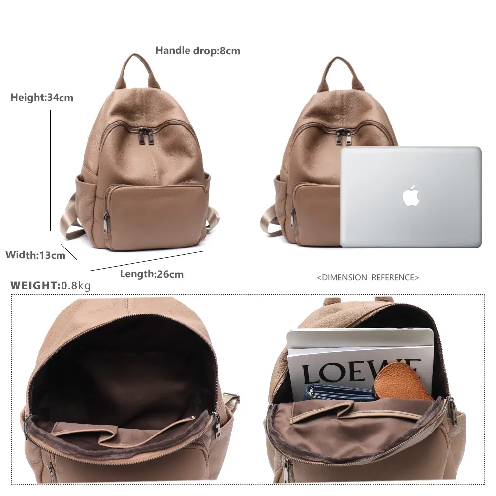 sac à dos en cuir de vachette naturel pour femmes et hommes, sac à dos de voyage, sacs initiés par les étudiants, design minimaliste, décontracté, 03, polyvalent