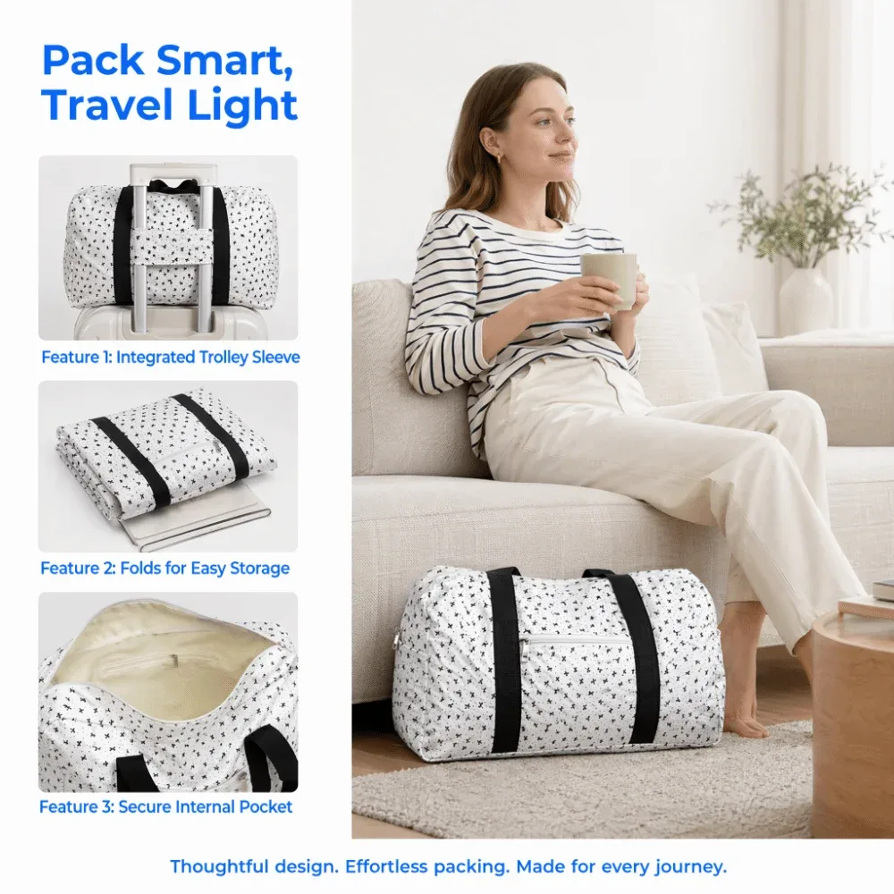 sac à bandoulière grande capacité imprimé à pois, léger et polyvalent, sac de sport durable, sac de voyage minimaliste, style streetwear