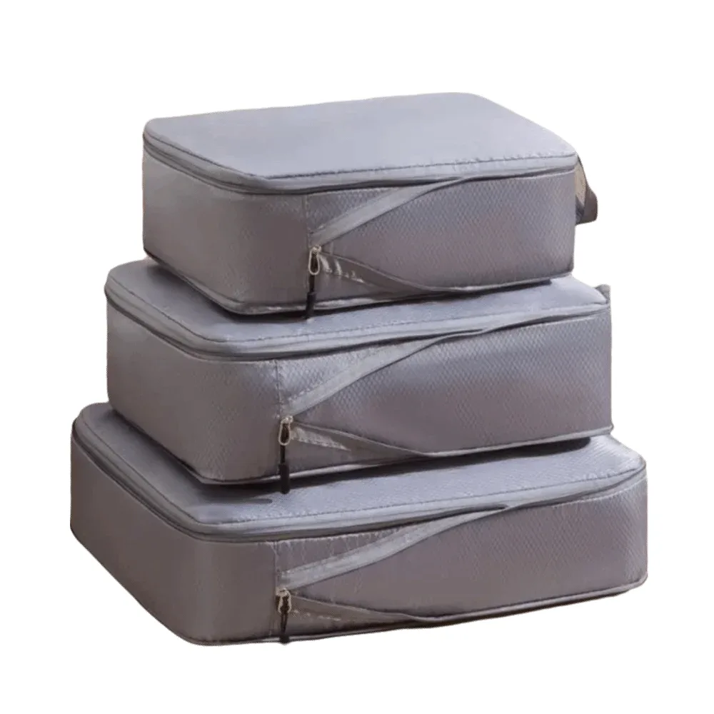 3 pièces/ensemble cubes de compression de voyage en polyester, compressibles, grande capacité, organisateur de bagages portable, imperméable