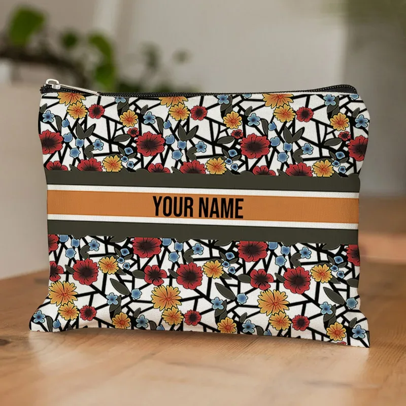 sac de maquillage avec nom personnalisé, cadeau de demoiselle d'honneur, organisateur de cosmétiques de voyage, sac latéral en toile pour dames, trousse à crayons, porte-monnaie de rangement 25