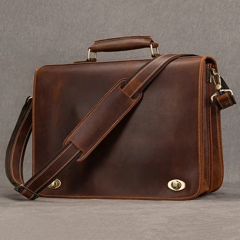 luufan-sac à main en cuir véritable pour ordinateur portable pour homme, sac d'ordinateur pour homme, sacs initiés pour documents a4, fourre-tout décontracté 03, travail