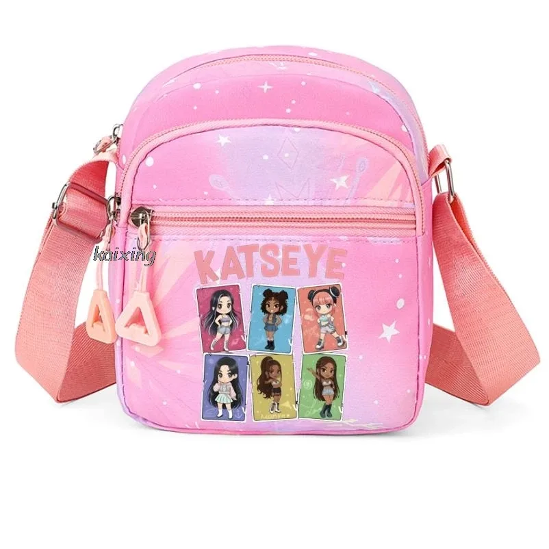 nouveau sac à bandoulière katseye à imprimé amusant pour hommes et femmes, pochette à bandoulière imprimée, grande capacité, pochette de rangement élégante, meilleurs cadeaux