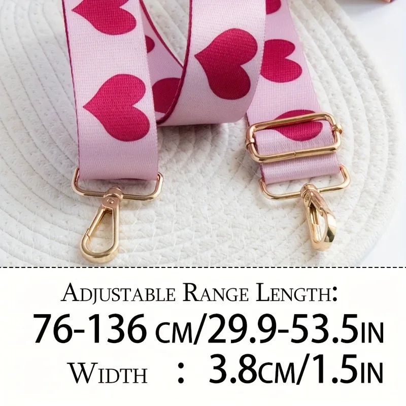 sangle de sac à dos à motif en forme de cœur rose. idéal pour accrocher des objets tels que des tasses de voyage, des appareils photo, des guitares, etc.