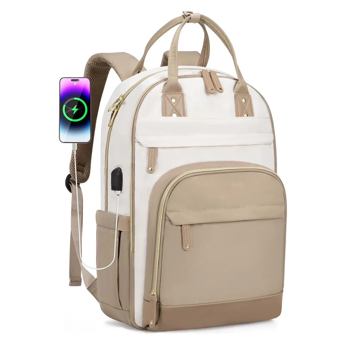 sac à dos imperméable pour femme, léger, pour le travail, grande capacité, 15,6 pouces, rangement pour ordinateur, sac de transport