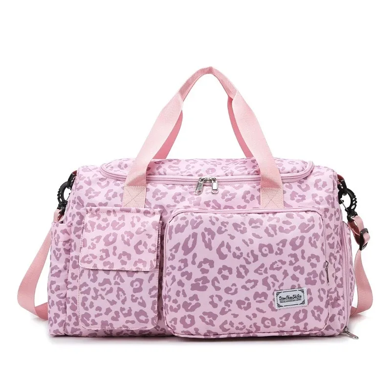 sac de voyage classique à imprimé léopard grande capacité avec plusieurs poches et compartiment à chaussures, sac de sport et de fitness