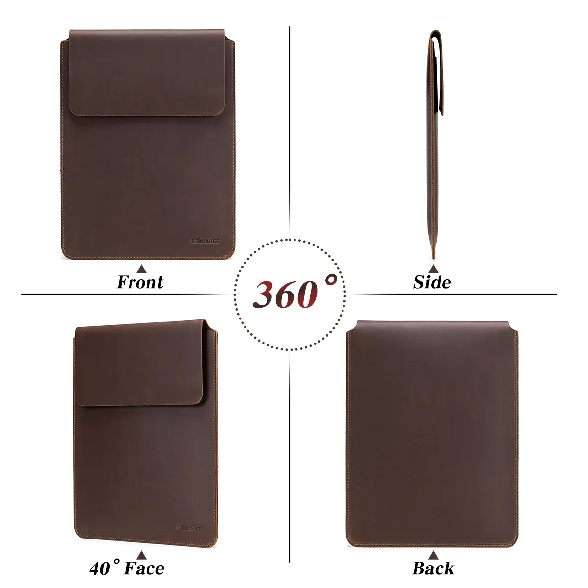housse pour ordinateur portable en cuir véritable, fine et protectrice, pour macbook air/pro de 15/15,6 pouces