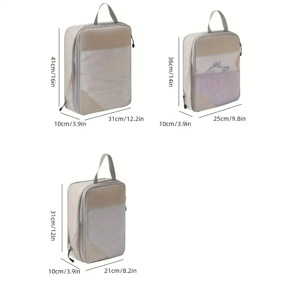 lot de 3 cubes de compression de voyage, organisateur de bagages, essentiels de voyage, cubes de compression pour bagages à main