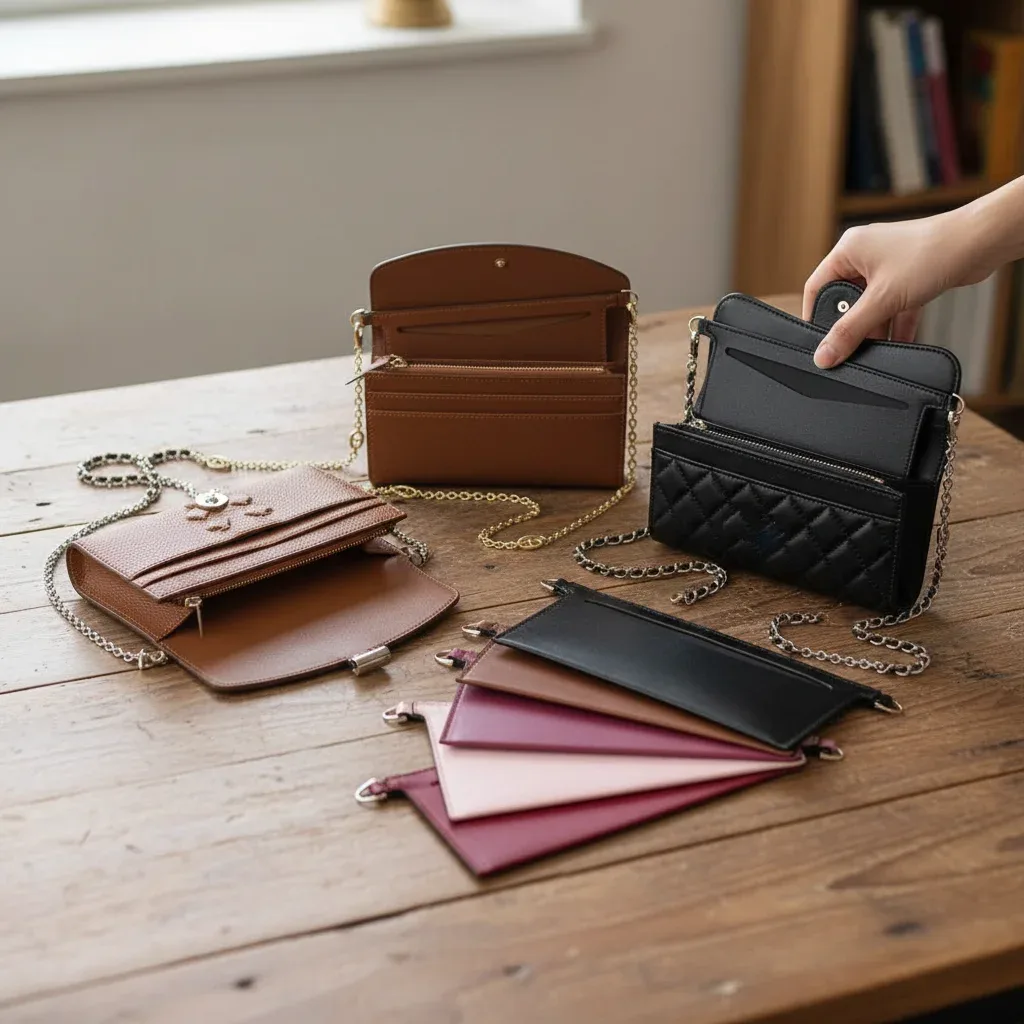 1 pièce insert de sac à main en cuir souple avec anneaux en d, insert de portefeuille en pu pour sac à bandoulière, organisateur d'insert de sac à main pour femme