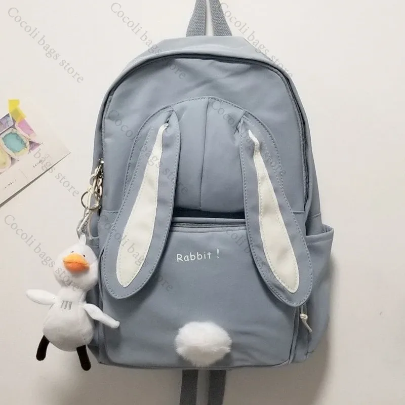 sac à dos oreilles de lapin kawaii pour filles, sac à dos d'école mignon pour filles, sac à dos à usage quotidien en nylon pour la rentrée scolaire