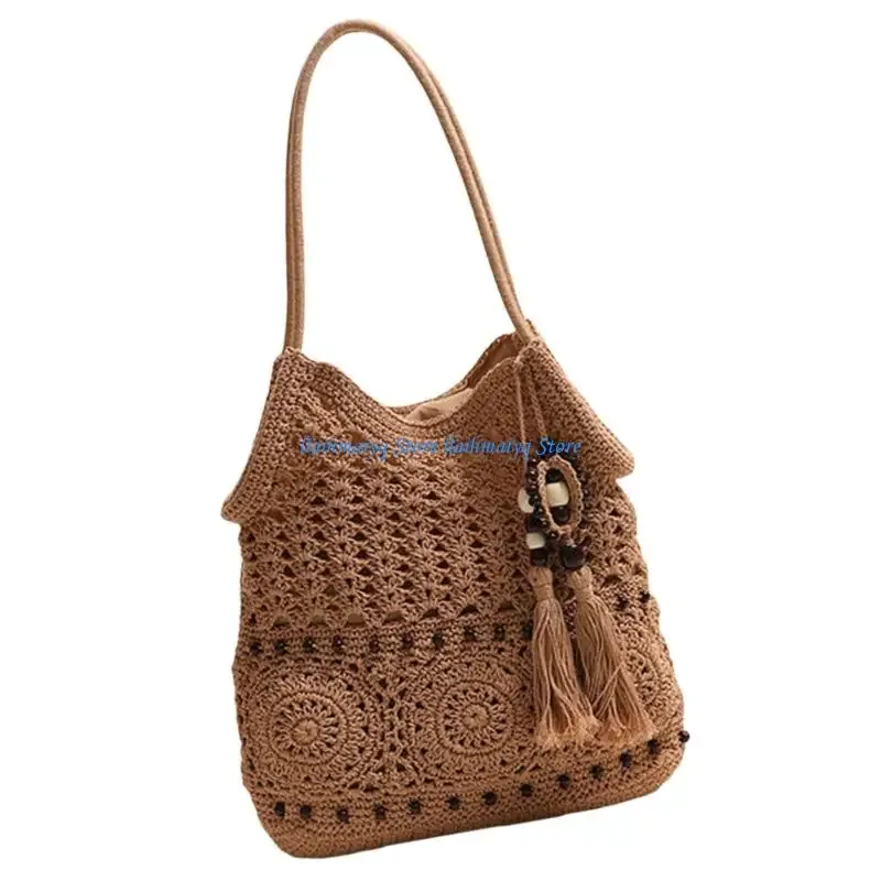 573b plage tissé élégant pour sacs à bandoulière avec des motifs crochet à main intérieur spacieux