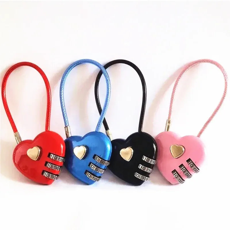 nouveau cadenas à combinaison à 3 chiffres en forme de cœur, cadenas à code pour sac, cadenas concentrique