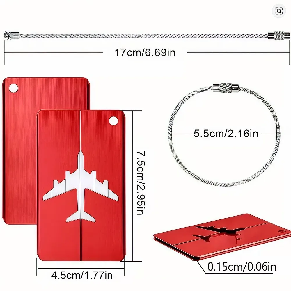 étiquette de bagage de voyage en alliage d'aluminium, étiquette suspendue pour valise, avion avec nom, cartes d'identité, anti-perte, couleur unie, accessoires de voyage.zmt