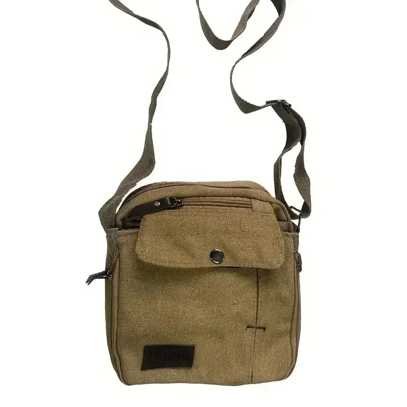 sac carré au design vintage, sac de voyage à fermeture éclair tout assressenti, sac à bandoulière décontracté à la mode pour hommes