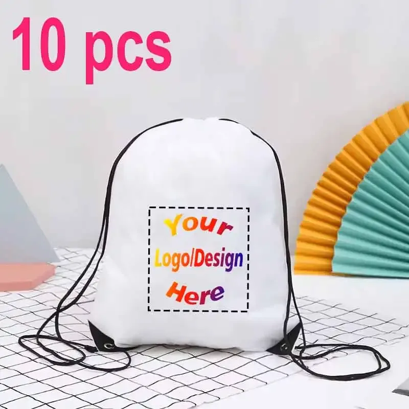 10 sacs à dos personnalisés avec cordon de serrage, imperméables, pour la gym, le sport, le football, sacs promotionnels décontractés pour l'extérieur, impression de logo