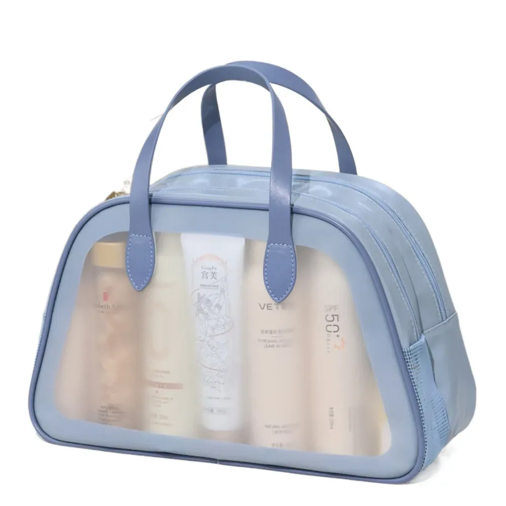 sac de toilette imperméable pour la natation et les voyages, double couche, grande capacité, sac cosmétique multifonctionnel en pvc, sac de rangement pour maquillage pour femmes
