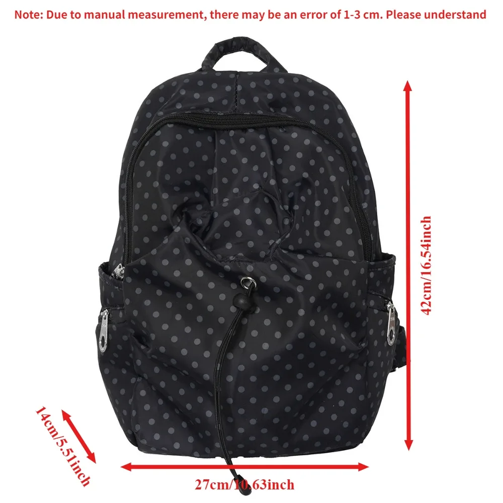 sac à dos coréen à pois pour femme, style preppy, polyvalent, léger en nylon, idéal pour étudiants, voyages et usage quotidien