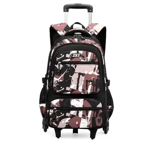 sac à dos à roulettes pour garçons, école primaire et collège, sac à roulettes pour garçons avec 6 roues, sac à dos à roulettes avec 2 roues
