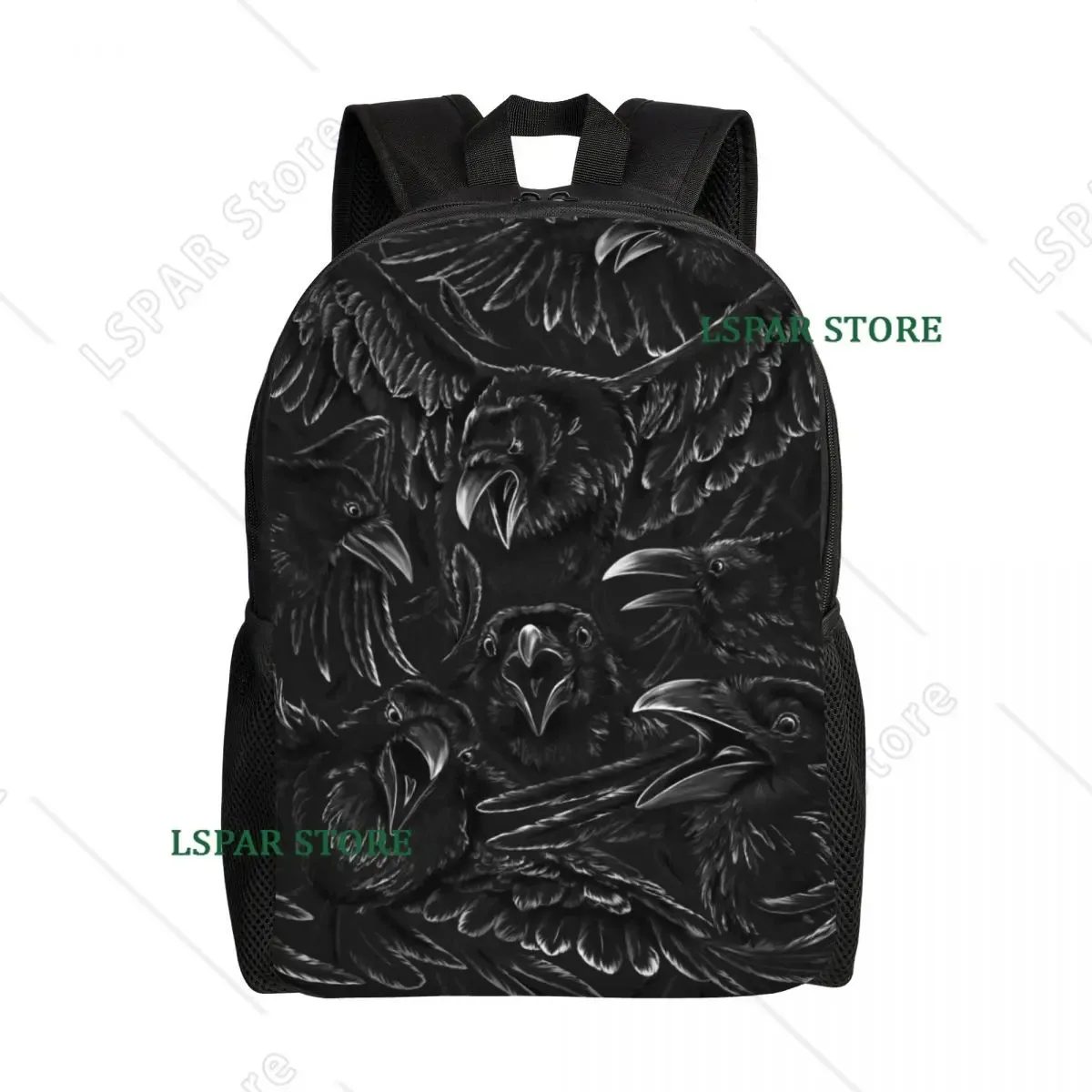 sacs à dos personnalisés raven rage pour étudiants, sacs à livres pour collège et université, adaptés aux ordinateurs portables de 15 pouces, sacs gothiques effrayants avec motif de corbeau pour halloween