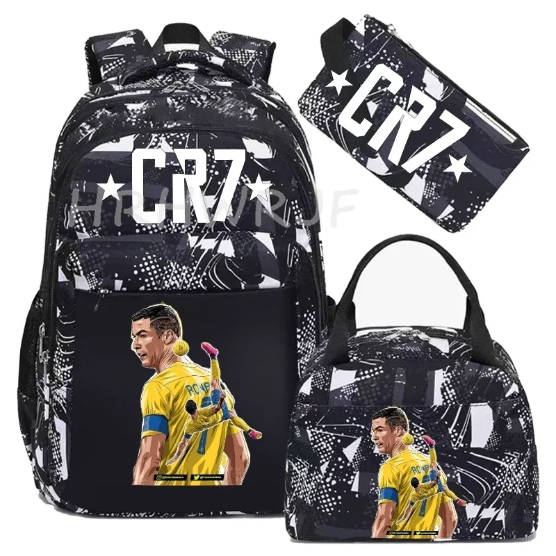 sacs à dos de sport cr7, 3 pièces, camouflage, double épaule, pour ordinateur portable, grande capacité, pour femmes et hommes, voyage, mochila pour usage occasionnel