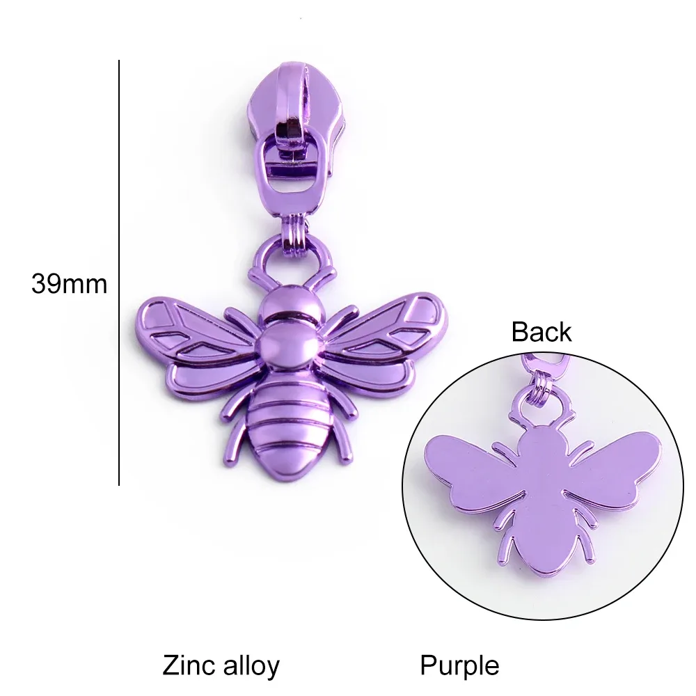 5/10/20 pièces en forme d'abeille 5 #   têtes de fermeture éclair pour fermetures éclair en nylon, tirettes de fermeture éclair pour sacs, vêtements, bagages, kit de réparation, accessoires de couture diy