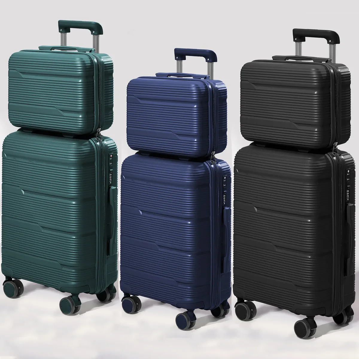 valise de voyage à roulettes, valise d'embarquement à main, ensemble de cabine avec étui à cosmétiques, roues tournantes, valise à roulettes de voyage, 13 ", 20"