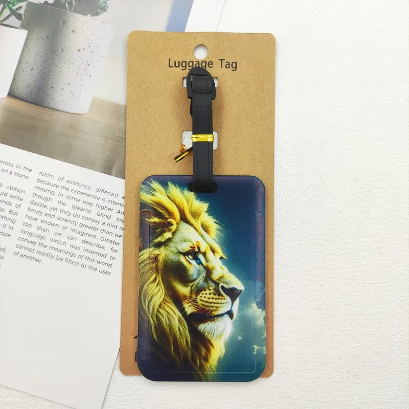 lion tigre étiquette de bagage voyage abs étiquette de bagage impression animale valise id porte-adresse bagages embarquement billet portable