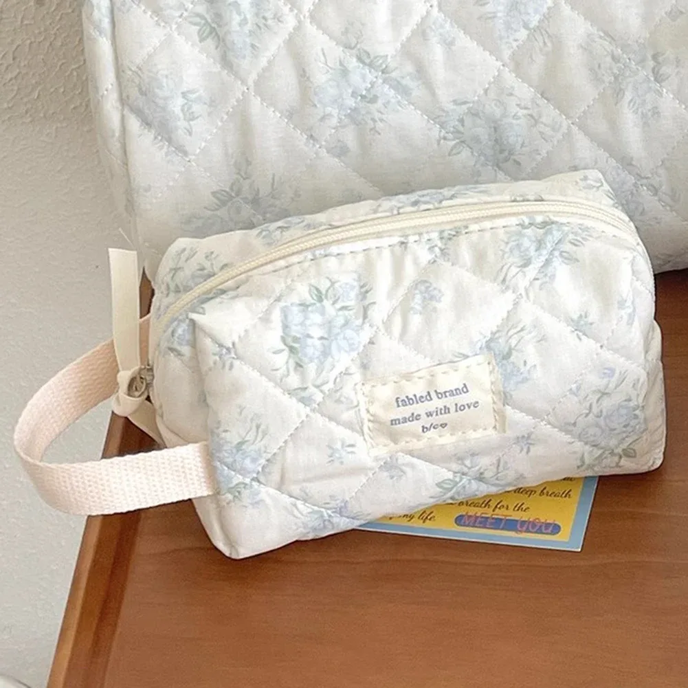 trousse de maquillage matelassurera pour femme, grand étui de voyage, poudres cosmétiques portables esthétiques, trousse de toilette florale