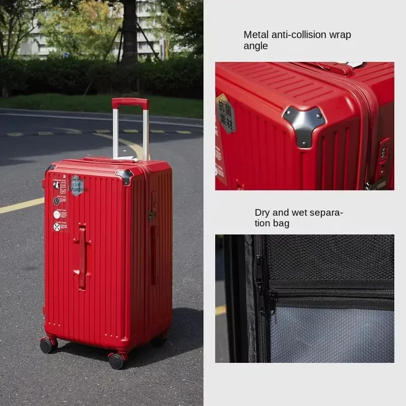 valise rouge 28/36/50 pouces, bagages de grande taille avec cinq roues abs + pc, valises de cabine de 20 pouce