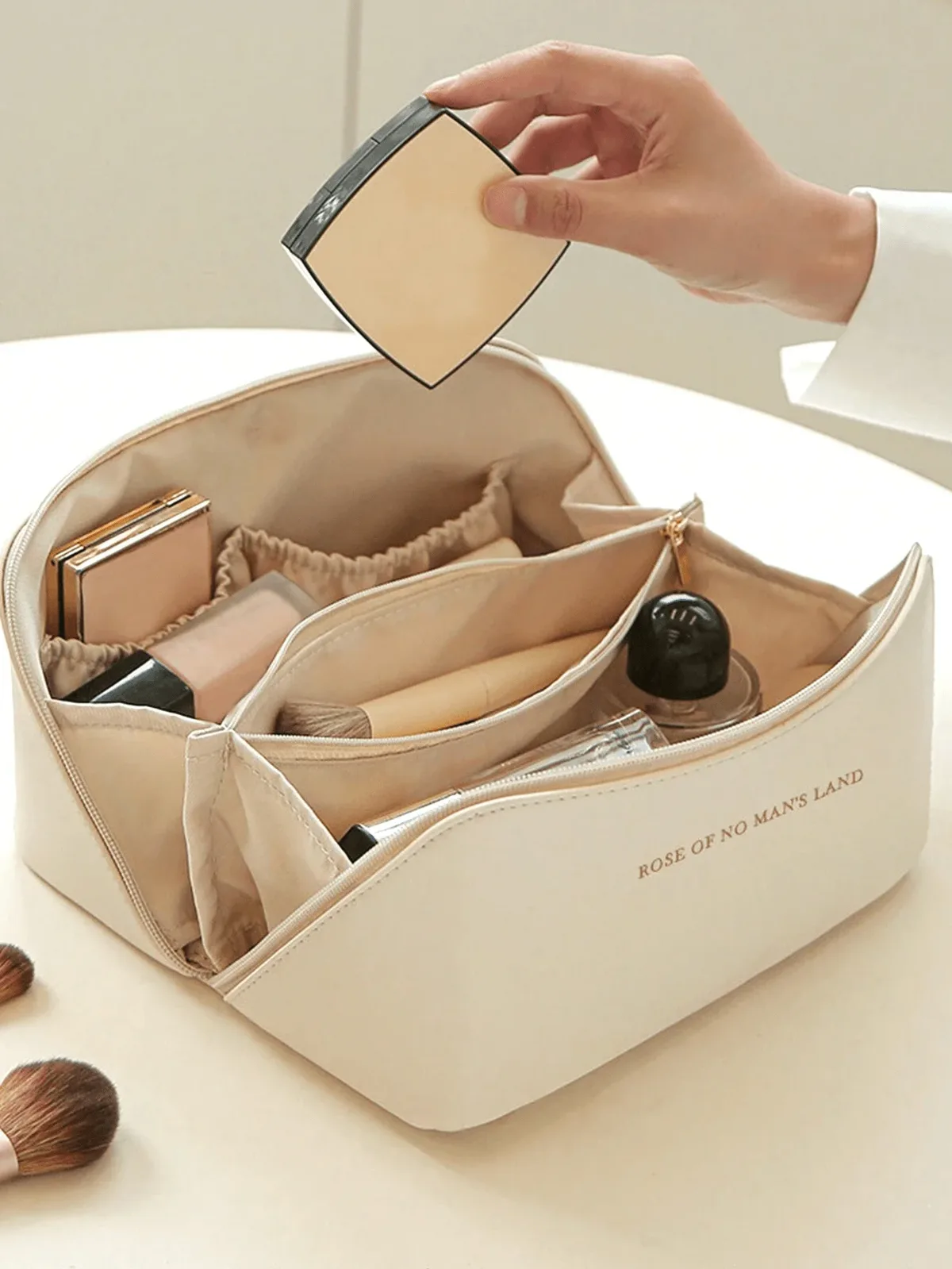 grand sac à cosmétiques de voyage pour femmes, organisateur de maquillage en cuir, trousse de toilette féminine, trousse de maquillage, pochette de rangement, boîte de luxe pour dames