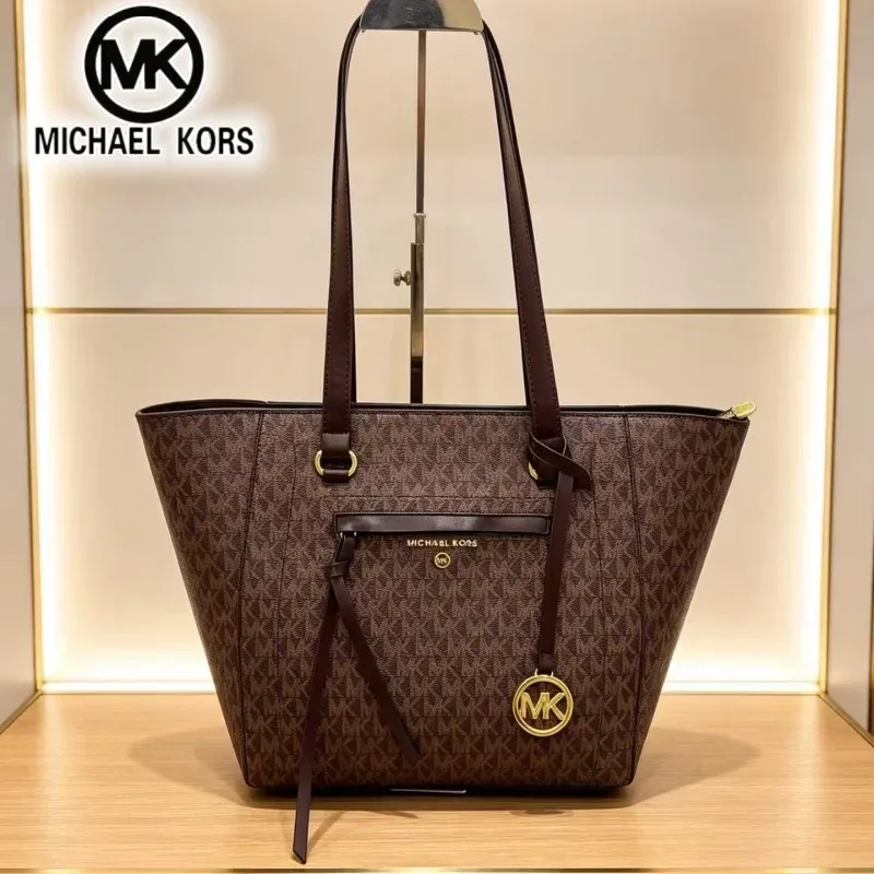 sac à main décontracté pour femme michael kors, sac à bandoulière, sac fourre-tout classique mk à motif floral, grande capacité, sac de voyage