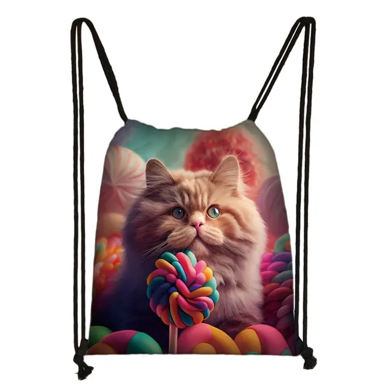 sac à dos imprimé chaton mignon pour femmes, sacs à cordon de serrage chat siamois, sac à bandoulière décontracté pour adolescents, sacs à livres de voyage, porte-chaussures