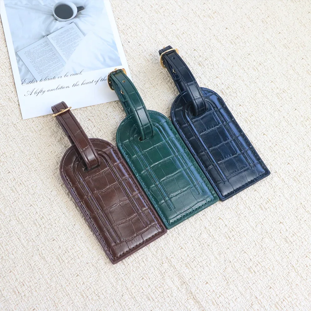 étiquette de bagage personnalisée en cuir pu avec motif crocodile pour valise, pour éviter la perte