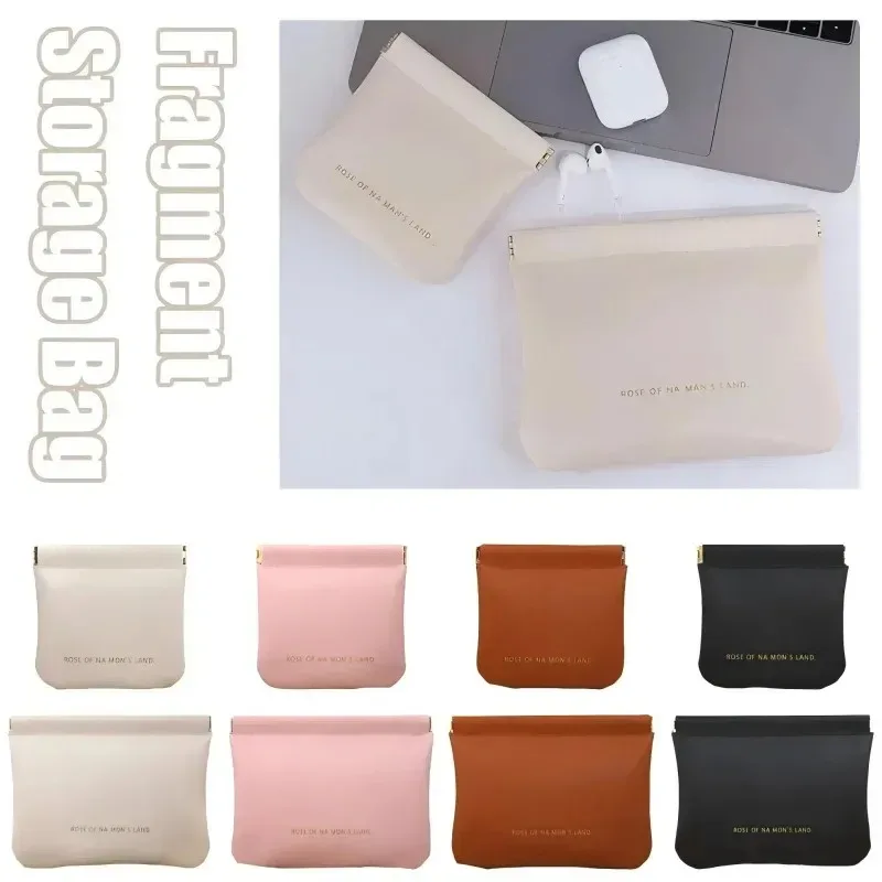 petit sac à fermeture automatique, trousse de maquillage pour rouge à lèvres simple et à la mode, sac pour écouteurs avec câble de données pour chargeur portable, mini sac à cosmétiques