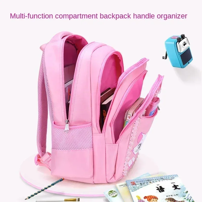 ensemble sac à dos enfant motif chat avec sac à déjeuner et trousse, sac d'école mignon pour filles et garçons, cartable imperméable pour élèves du primaire