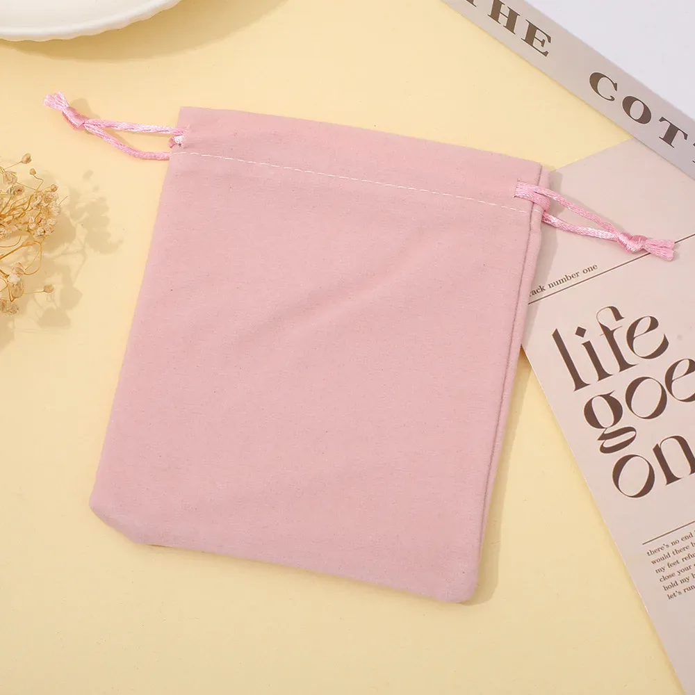 lot de 10 pochettes à cordon en flanelle avec impression de logo personnalisé, sac de rangement pour bijoux en velours doux coréen, petit sac à cordon portable