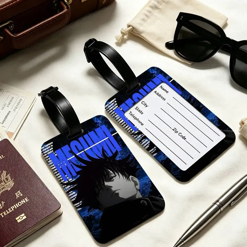 étiquette d'identification de bagage anti-perte en pvc anime fushiguro megumi jujutsu kaisen, porte-carte d'information amovible, étiquette de bagage de voyage