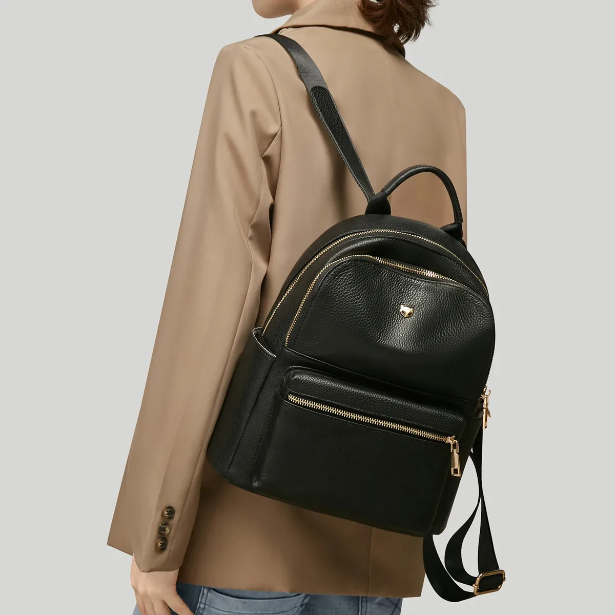 sac à dos pour femme en cuir véritable + microfibre de la marque foxer, sac de voyage tendance pour femme, grande capacité, sac à dos imperméable