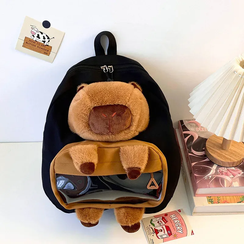 kawai capybara sac à dos femme grande capacité dessin animé drôle sac à dos doux fille dessin animé animation étudiant sac à dos lumière amour sac