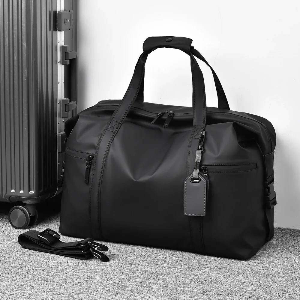 men's gym bag - black adjustable shoulder strap duffel bag for gym, travel and sports lovers, fitness gear bag