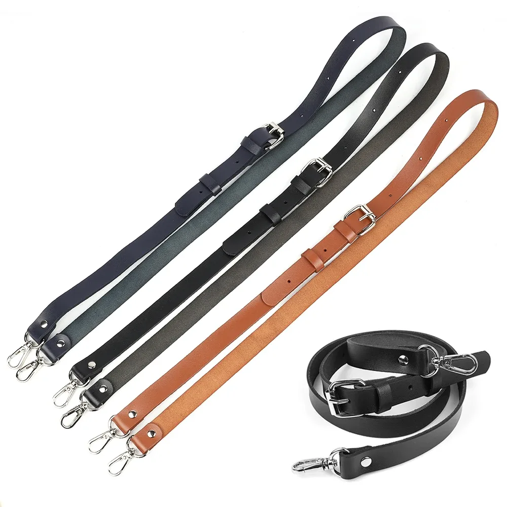 sangle de sac réglable en cuir de vachette de 127 cm de long, noir et brun, largeur 2 cm, pour sac bandoulière, accessoires de remplacement pour sac à main