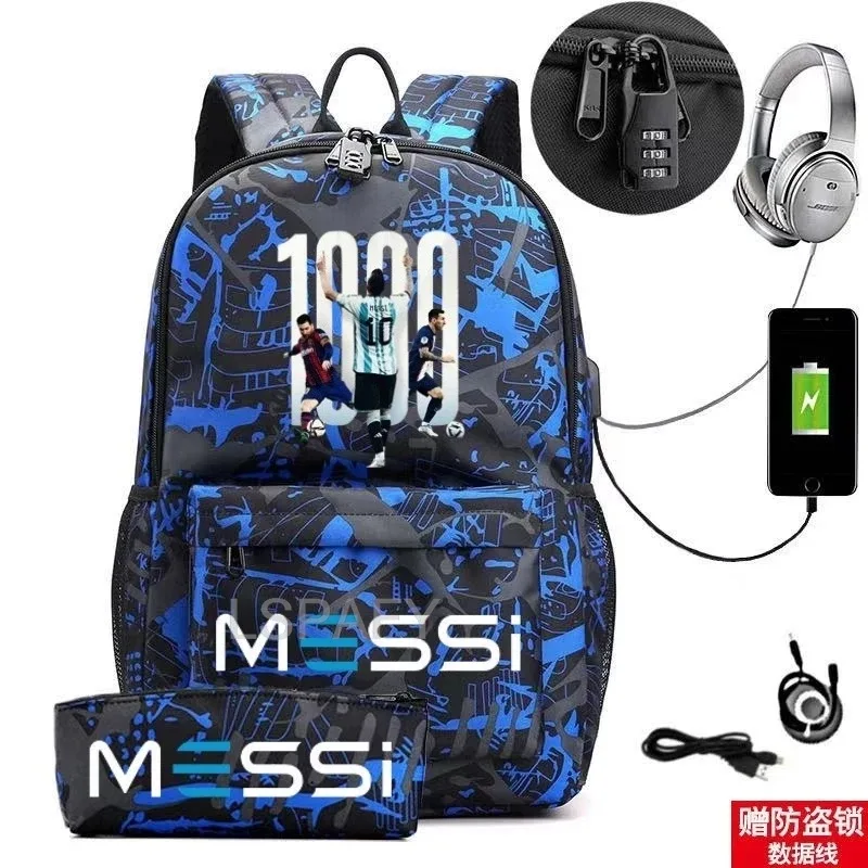 sac à dos messi tendance avec port usb antivol, grande capacité, pour femmes, hommes, adolescents, sacs d'école décontractés pour lycéens, mochilas