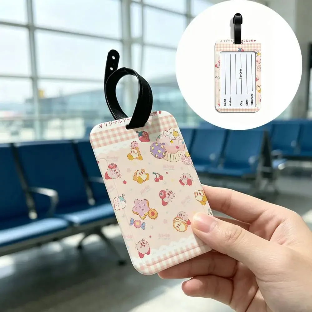 étiquette de bagage de voyage k-kirbys en pvc, étui pour carte d'information, marqueur de nom anti-perte pour sac à dos