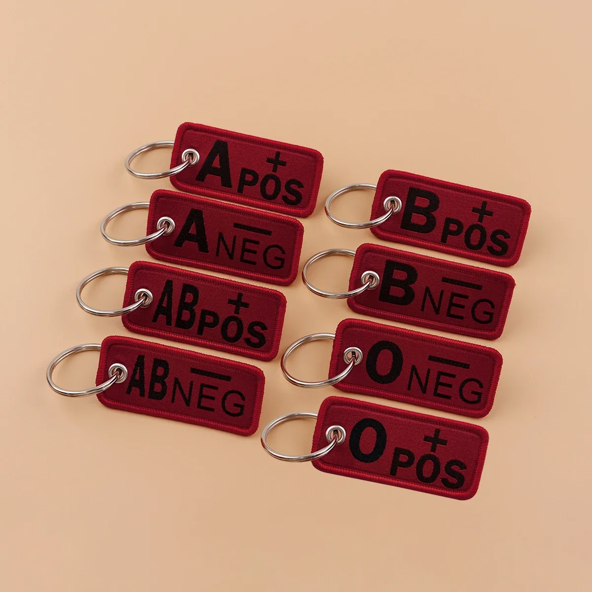 1 porte-clés groupe sanguin brodé rouge pour urgences médicales, premiers secours, sac à dos, bagages, cadeau