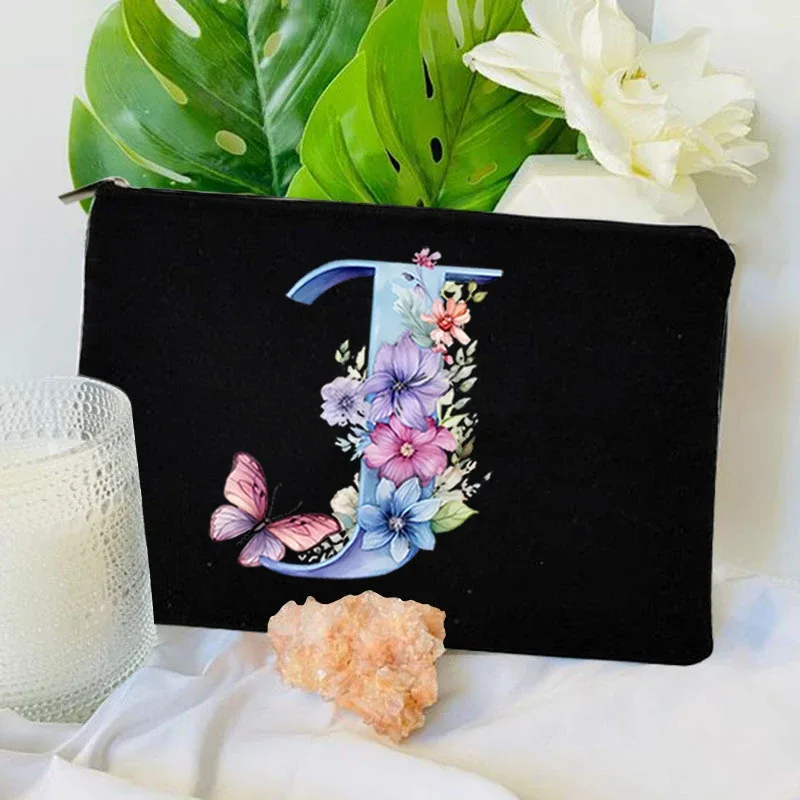 1 pc sac à lettres initiales sac de maquillage avec lettres pour femmes sac à cosmétiques initiales a-z sac de maquillage personnalisé sac de voyage, cosmétique initial