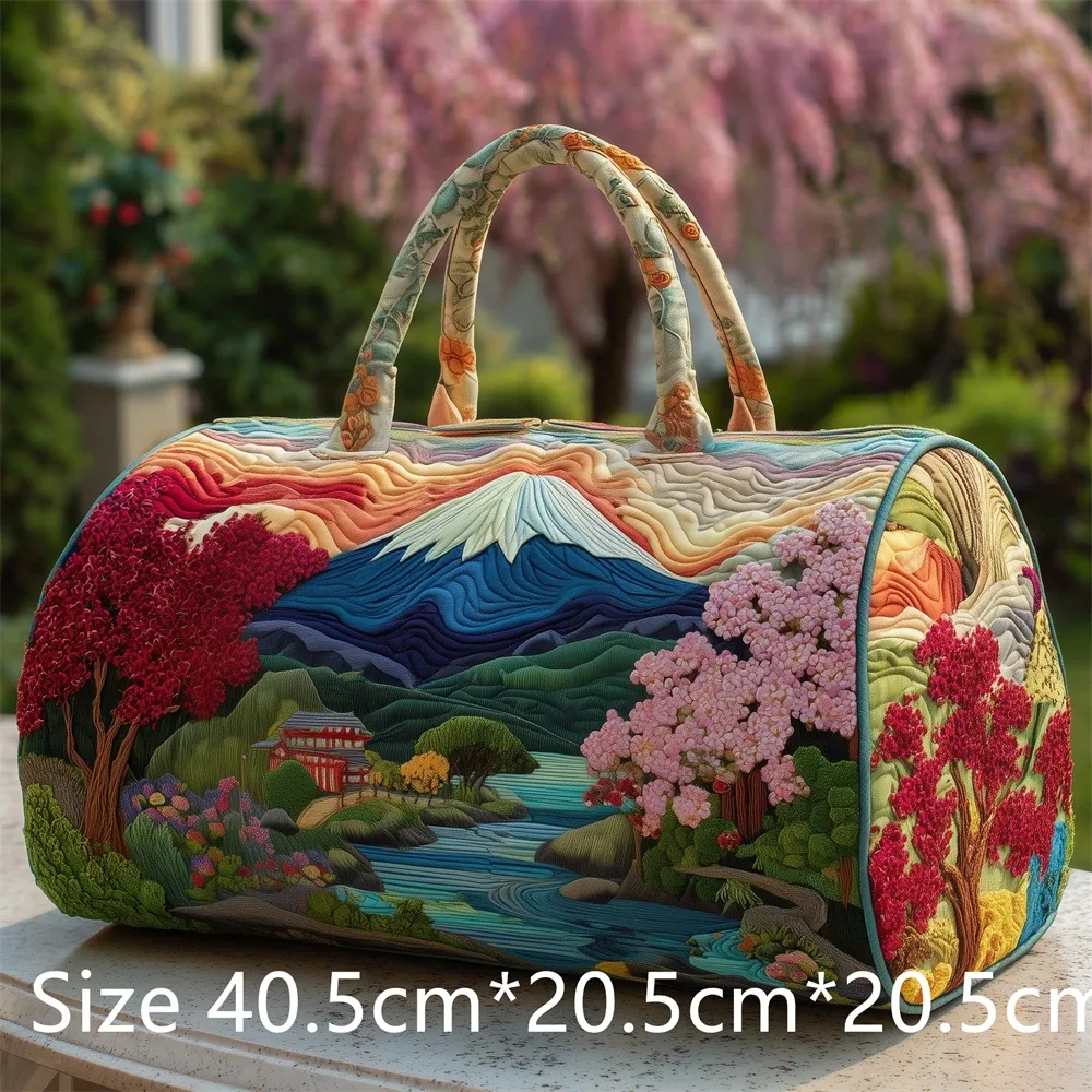 sac de voyage matelassé 3d de style japonais, imprimé fuji sakura koi fish, grande capacité, sac de voyage pour week-end, sac de sport, sac fourre-tout unisexe