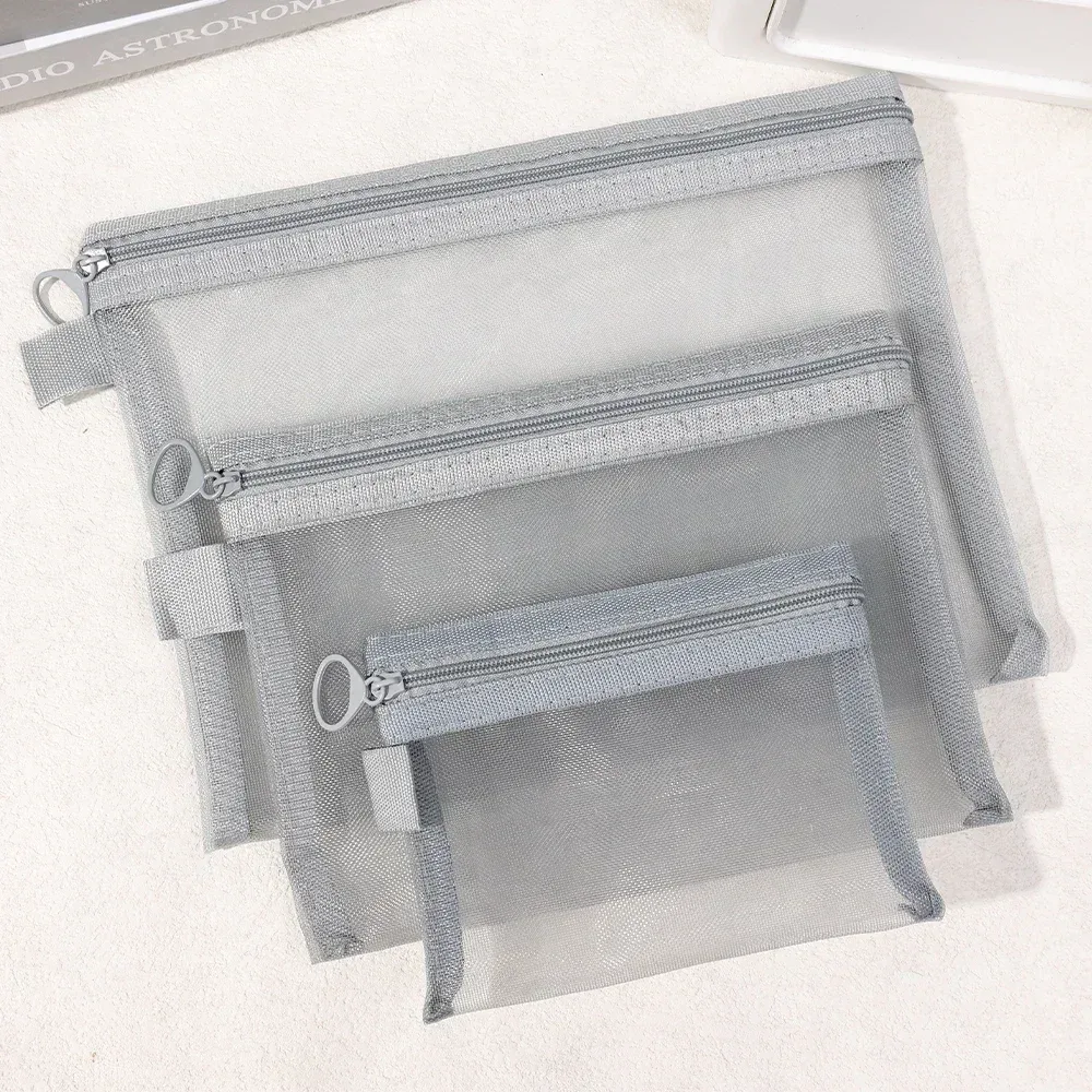 sacs à cosmétiques transparents en maille, petite et grande trousse de maquillage noire, trousse de toilette de voyage portable, trousse de rangement pour rouge à lèvres, poudres, 1 pièce, 6 pièces