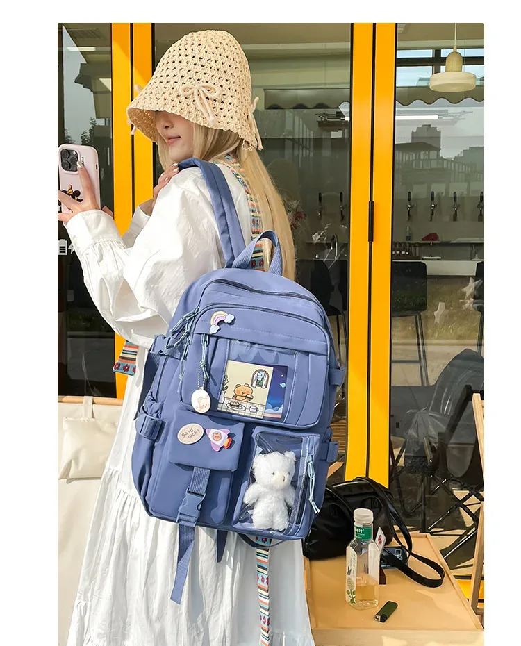 sac à dos de style japonais pour filles, sac mignon de style coréen kawaii, sac d'étudiant pour le campus, sac à dos décontracté grande capacité pour ordinateur portable 2026