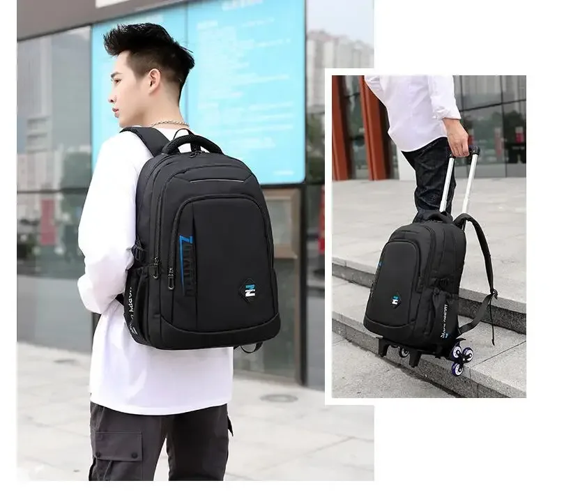 sac à dos de chariot d'école pour garçons sac à bagages de chariot sac à dos d'école à roulettes pour adolescents garçons sac à dos d'école à roulettes sur roues