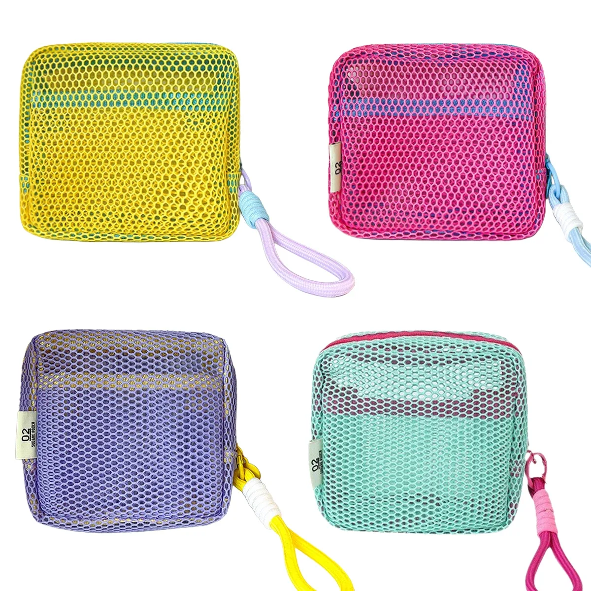 petite pochette de plage en maille transparente, trousse de toilette avec dragonne amovible, organiseur de voyage pour crème solaire, clés, câbles