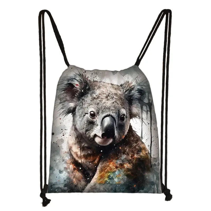 sac à dos imprimé animal théâtre l loup éléphant cheval, sacs à cordon de proximité pour femmes, sac de rangement mode pour adolescentes, sacs à livres kawaii pour filles, cadeau